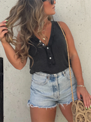2024 New Women's Washed Button Tank (Buy 3 Free Shipping)