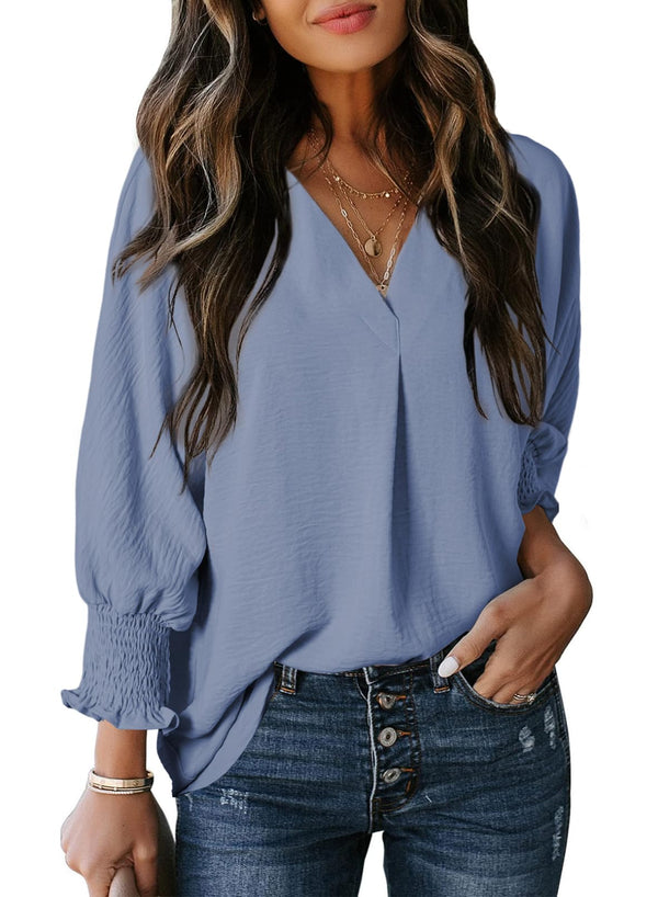 Women's Casual 3/4 Sleeve V Neck Basic Tops (Buy 3 Free Shipping)