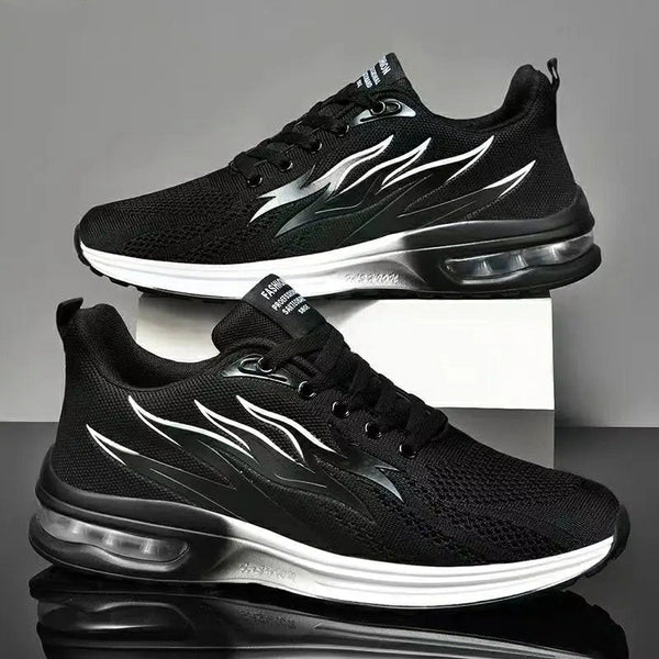Men's Breathable Soft Soled Flame Pattern Running Shoes